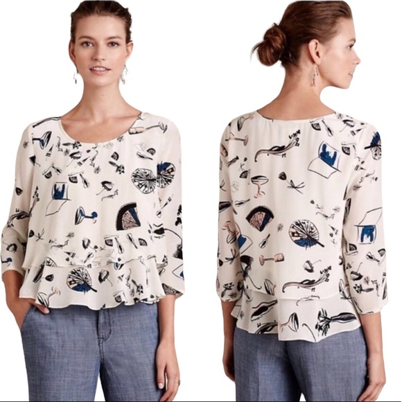 Anthropologie Maeve Silk On the Town Tiered Ruffle Top - 8 - Picture 12 of 12